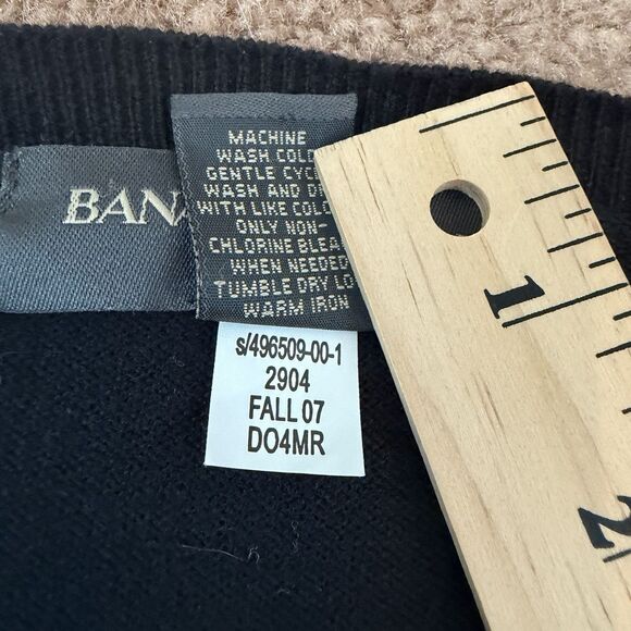 Banana Republic Mens Sweater Large Black Crewneck Cotton Cashmere Blend Pullover - Picture 5 of 7